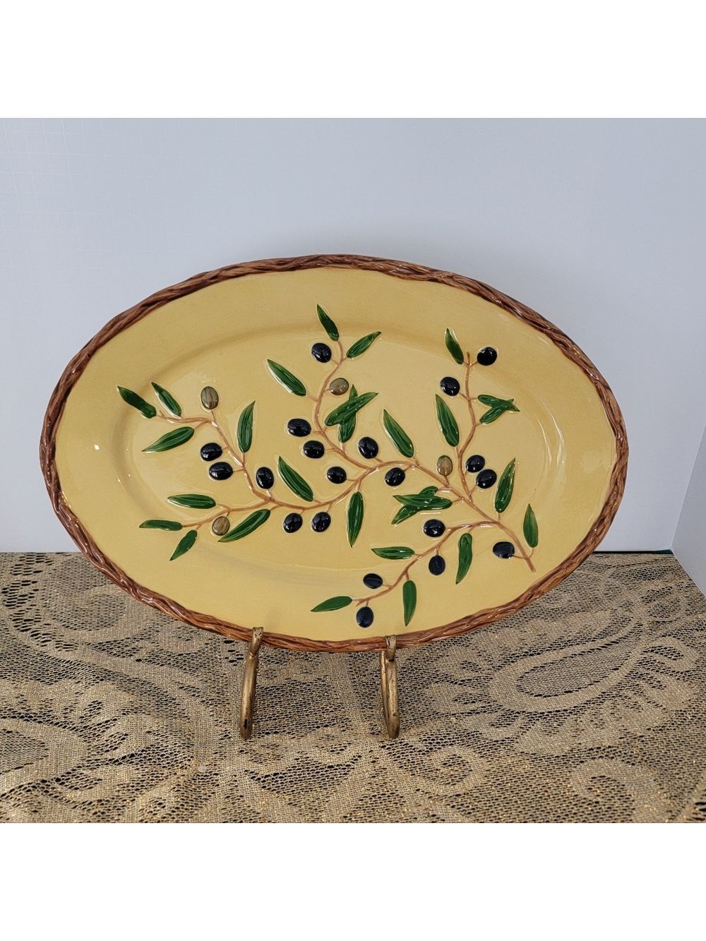 Pacific Rim Exclusive Hand painted Mediterranean Olives Serving Platter 14 1/2"
